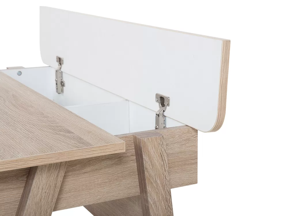 Beliani Scrivania Moderna con Mensola Integrata - Design Minimalista in Legno Chiaro e Bianco, Dimensioni Compatte 110x60 cm - Soluzione Pratica per Ufficio o Camera dei Ragazzi