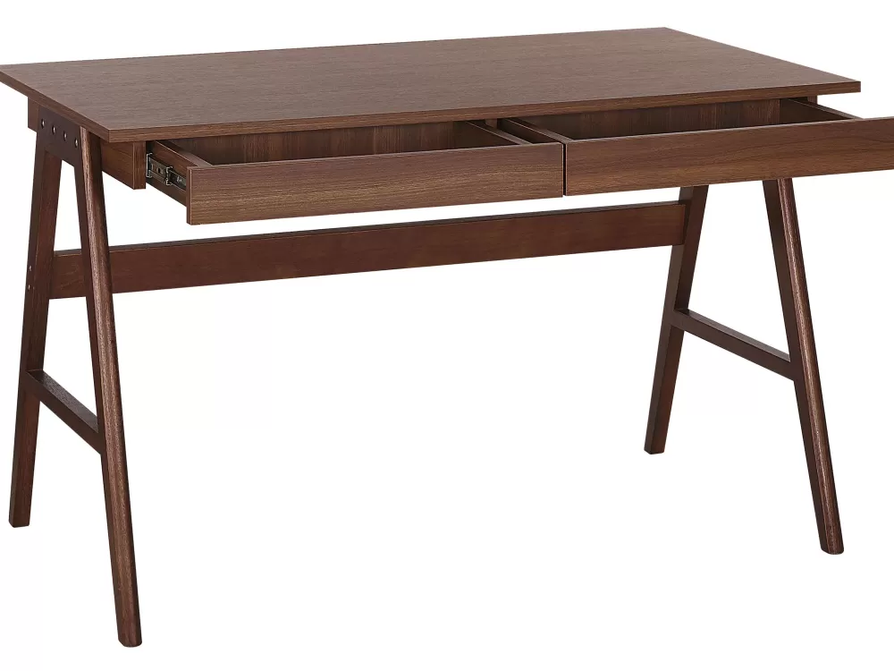 Scrivania Elegante per Bambini Beliani con 2 Ante, Legno Scuro Resistente - 120x70 cm Ideale per Studio e Giochi