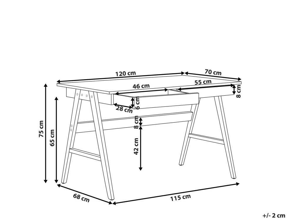 Scrivania Elegante per Bambini Beliani con 2 Ante, Legno Scuro Resistente - 120x70 cm Ideale per Studio e Giochi