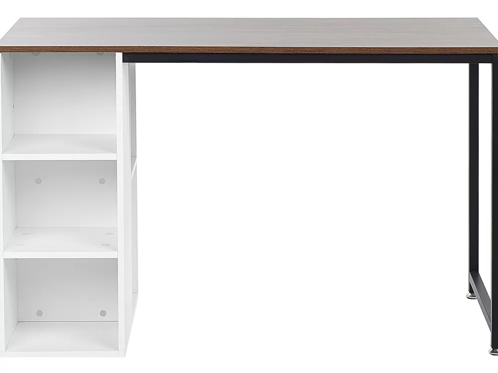 Beliani in Offerta: Tavolo da Lavoro con 5 Ripiani - Design Funzionale in Legno Scuro/Bianco Opaco, Dimensioni 120x60 cm - Ideale per Ufficio e Casa