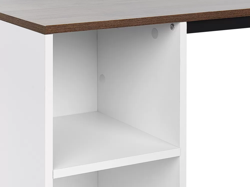 Beliani in Offerta: Tavolo da Lavoro con 5 Ripiani - Design Funzionale in Legno Scuro/Bianco Opaco, Dimensioni 120x60 cm - Ideale per Ufficio e Casa