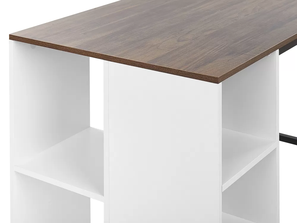 Beliani in Offerta: Tavolo da Lavoro con 5 Ripiani - Design Funzionale in Legno Scuro/Bianco Opaco, Dimensioni 120x60 cm - Ideale per Ufficio e Casa