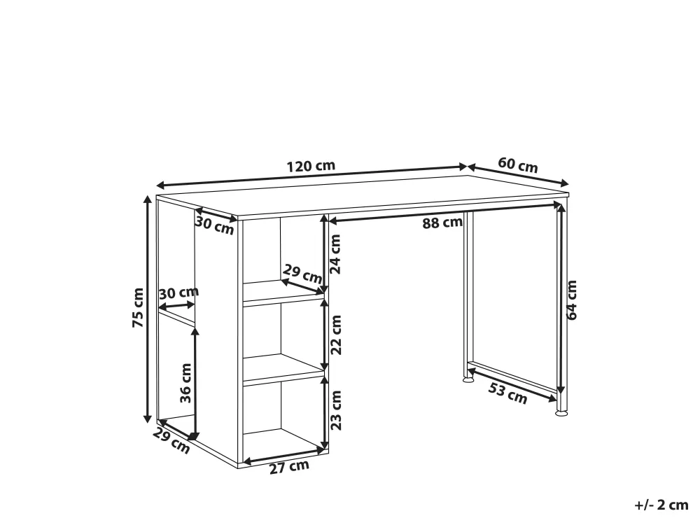 Beliani in Offerta: Tavolo da Lavoro con 5 Ripiani - Design Funzionale in Legno Scuro/Bianco Opaco, Dimensioni 120x60 cm - Ideale per Ufficio e Casa