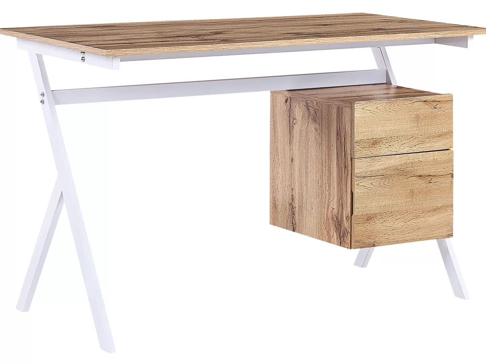 Scrivania Moderna Ashland per Camera dei Bambini - Mobile con Cassetti e Design Compatto 120x60 cm, Legno Chiaro e Bianco | Soluzione Funzionale Beliani per Organizzazione Spazi Junior