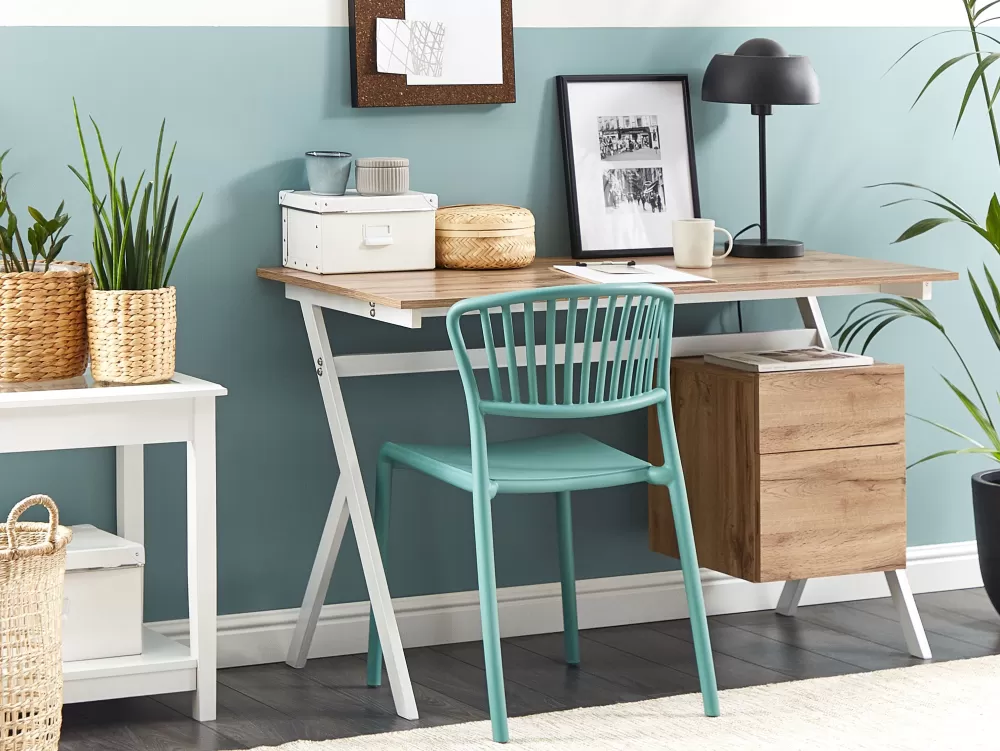 Scrivania Moderna Ashland per Camera dei Bambini - Mobile con Cassetti e Design Compatto 120x60 cm, Legno Chiaro e Bianco | Soluzione Funzionale Beliani per Organizzazione Spazi Junior