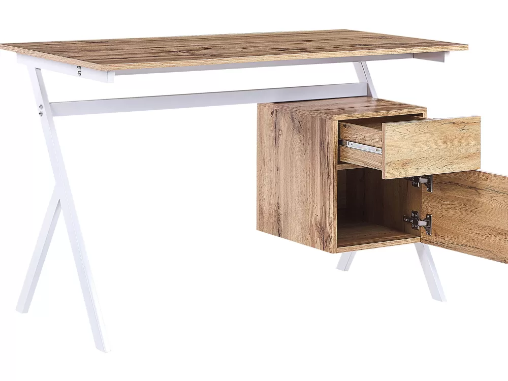 Scrivania Moderna Ashland per Camera dei Bambini - Mobile con Cassetti e Design Compatto 120x60 cm, Legno Chiaro e Bianco | Soluzione Funzionale Beliani per Organizzazione Spazi Junior