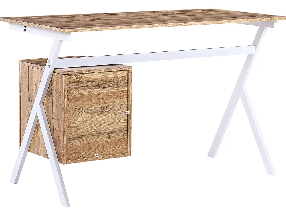Scrivania Moderna Ashland per Camera dei Bambini - Mobile con Cassetti e Design Compatto 120x60 cm, Legno Chiaro e Bianco | Soluzione Funzionale Beliani per Organizzazione Spazi Junior