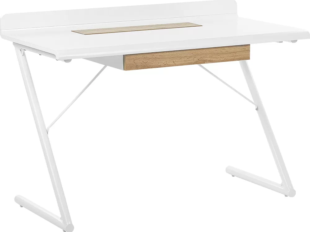 Beliani Focus - Scrivania Compatta con Cassetto per Cameretta, Bianco Naturale o Effetto Legno Chiaro, Dimensioni 120x60 cm - Design Funzionale per Spazi Junior