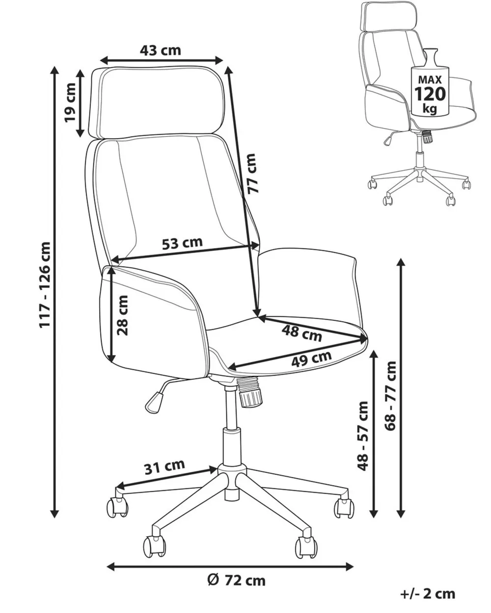 Beliani Sedia da Ufficio Confortevole in Tessuto Beige - Design Moderno Pilot 

（：，
