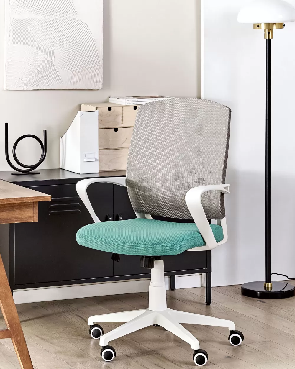 Beliani Sedia Moderna in Tessuto Grigio e Blu Bonny - Design Accattivante per Interni