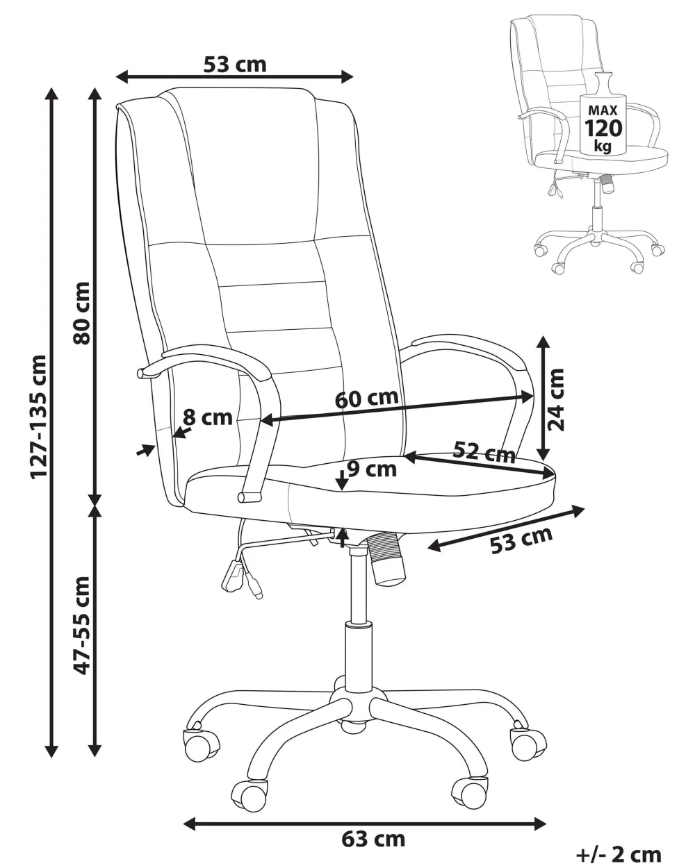 Beliani Grandeur II - Sedia Ufficio in Ecopelle Nera con Schienale Regolabile, Design Ergonomico e Struttura Stabilizzata