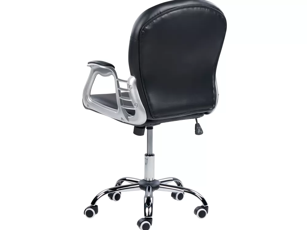 Beliani Sedia Princess in Ecopelle, Design Moderno con Struttura Bicolore Nero e Argento - Poltrona Elegante per Soggiorno