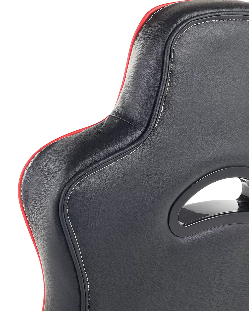 Sedia per bambini Beliani in ecopelle moderna, design accattivante con dettagli bicolori rosso e nero - Ideale per arredare camerette con stile