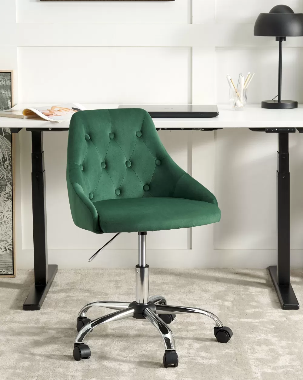 Promozione Beliani: Sedia in Velluto Verde Smeraldo Collezione Parrish