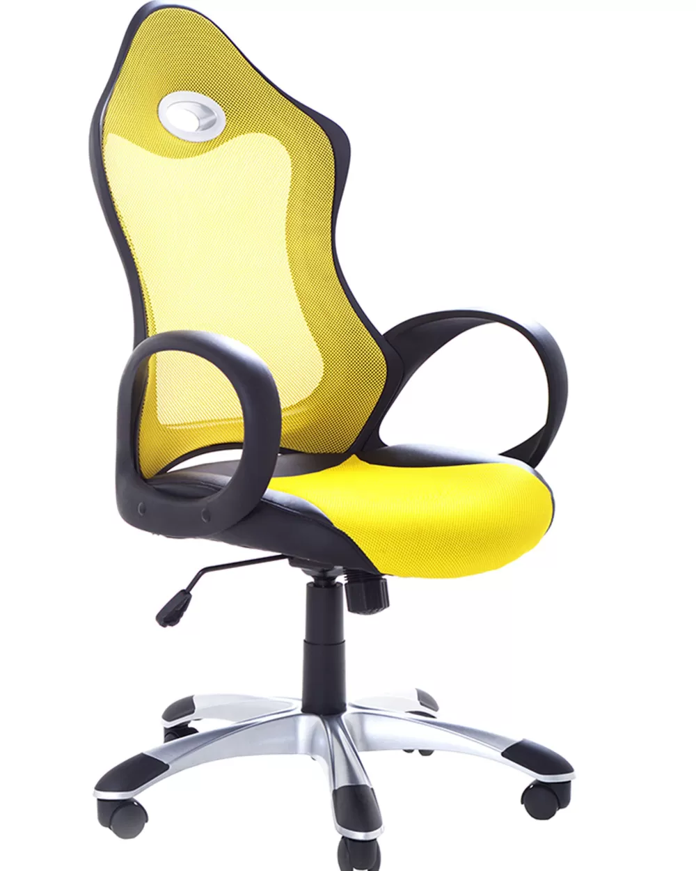 Beliani Poltrona Relax in Tessuto A Rete Traspirante - Design Moderno Giallo Chiaro, Ideale per Arredamento Camera dei Bambini - Modello iChair con Supporto Lombare