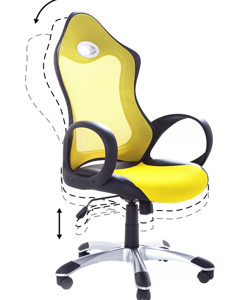 Beliani Poltrona Relax in Tessuto A Rete Traspirante - Design Moderno Giallo Chiaro, Ideale per Arredamento Camera dei Bambini - Modello iChair con Supporto Lombare