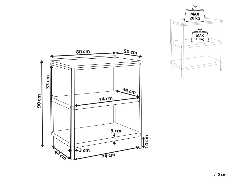 Isola Cucina da Esterno Beliani in Acciaio Antiruggine, Design Moderno con Ripiano Integrato - 80x50 cm Nero Opaco per Giardini e Terrazze