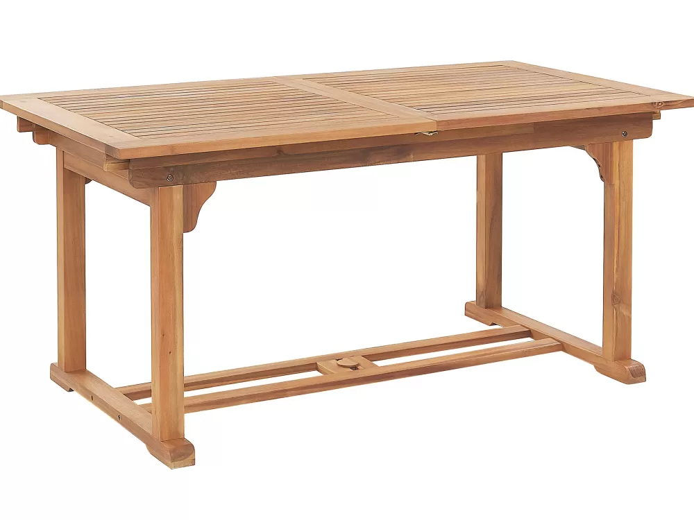 Beliani Outlet: Set da Pranzo Esterno 6 Posti in Legno di Acacia con Cuscini Bianco Naturale - Java, Pratico ed Elegante