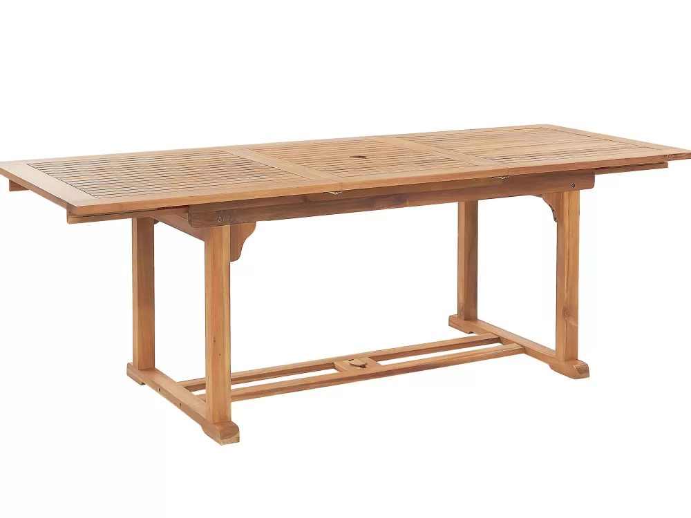 Beliani Outlet: Set da Pranzo Esterno 6 Posti in Legno di Acacia con Cuscini Bianco Naturale - Java, Pratico ed Elegante