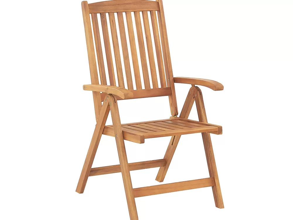 Beliani Outlet: Set da Pranzo Esterno 6 Posti in Legno di Acacia con Cuscini Bianco Naturale - Java, Pratico ed Elegante