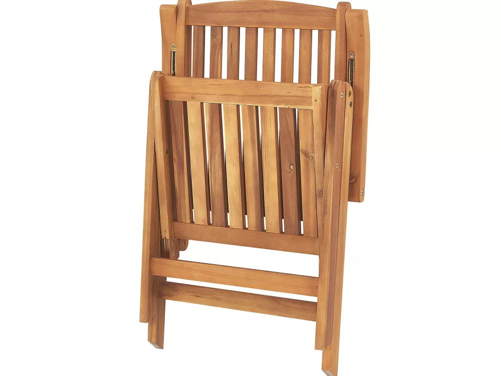 Beliani Outlet: Set da Pranzo Esterno 6 Posti in Legno di Acacia con Cuscini Bianco Naturale - Java, Pratico ed Elegante