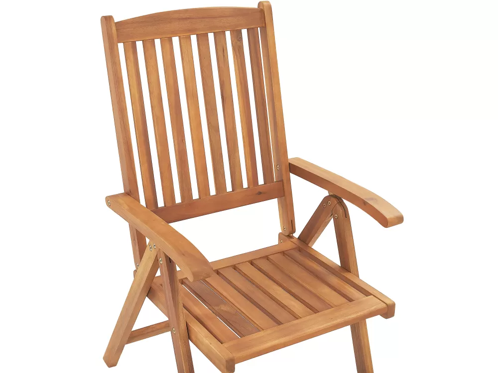 Beliani Outlet: Set da Pranzo Esterno 6 Posti in Legno di Acacia con Cuscini Bianco Naturale - Java, Pratico ed Elegante