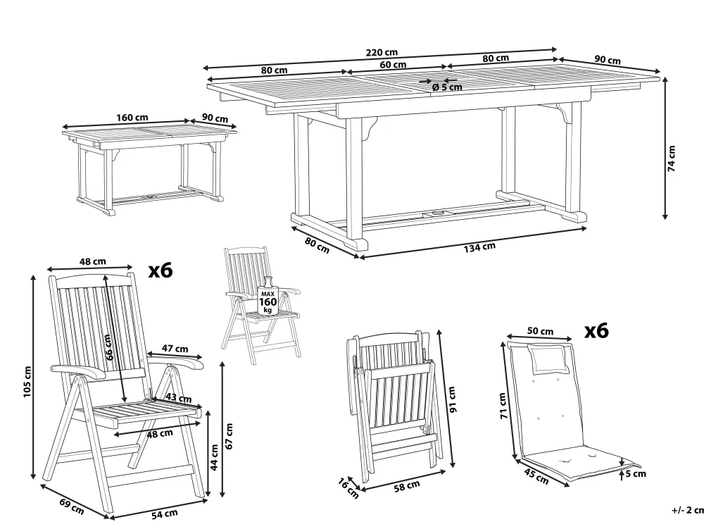 Beliani Outlet: Set da Pranzo Esterno 6 Posti in Legno di Acacia con Cuscini Bianco Naturale - Java, Pratico ed Elegante