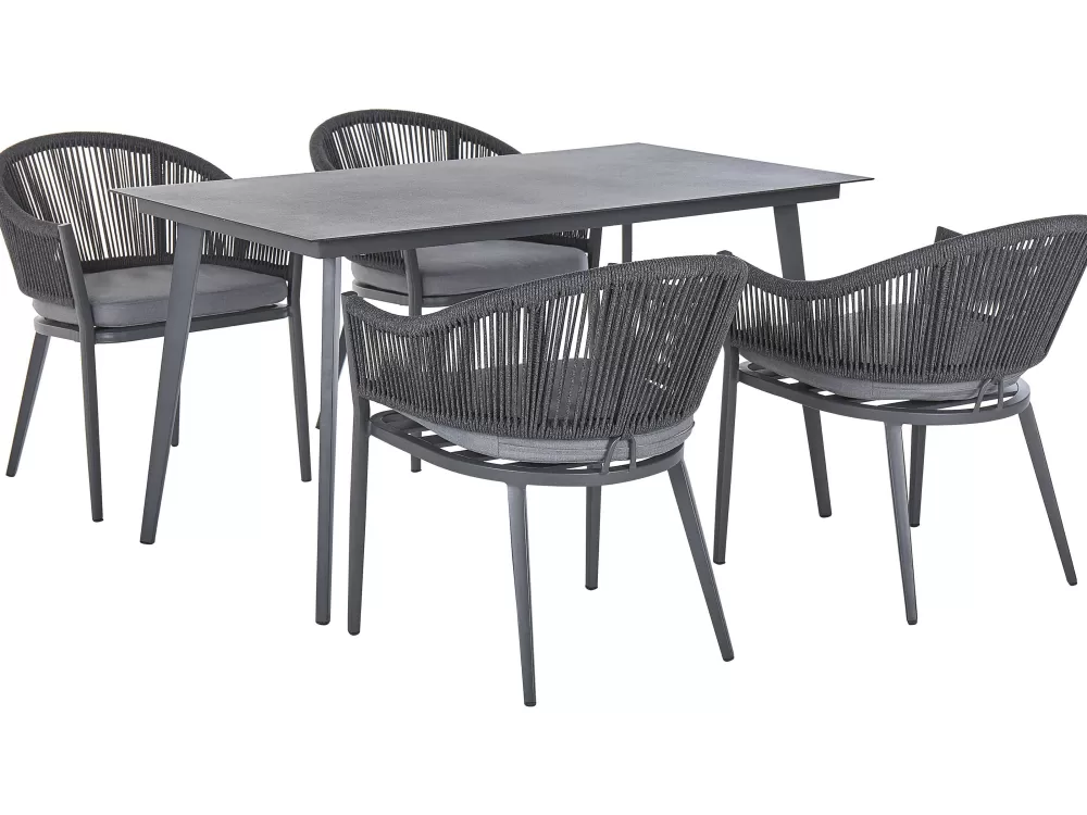 Set da Pranzo Esterno Beliani in Acciaio Grigio - Modello Mileto, Elegante e Resistente per Giardino o Terrazzo
