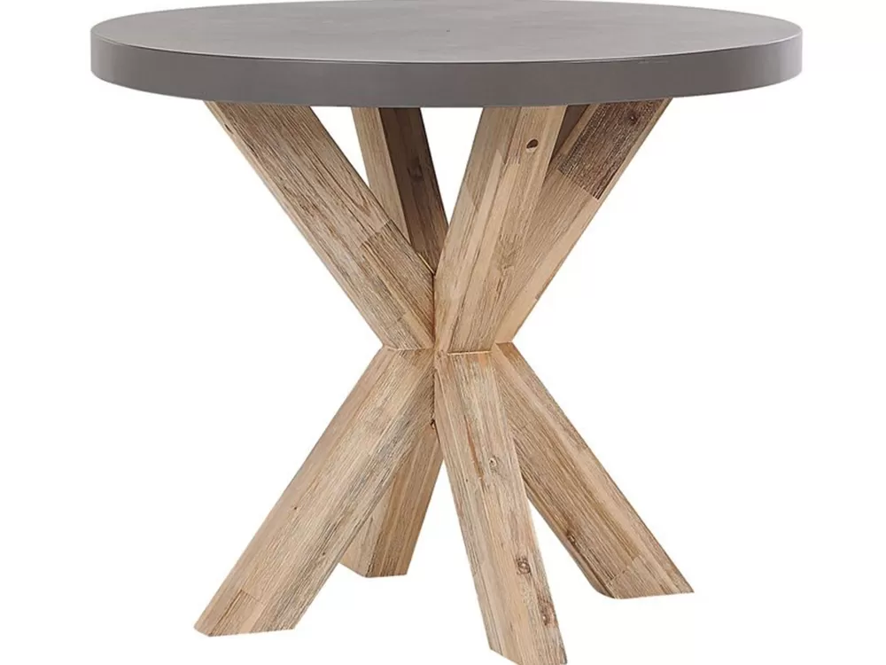 Saldi Beliani - Set Completo Tavolo da Giardino Olbia con Effetto Cemento, 4 Posti Circolari in Beige Sabbia