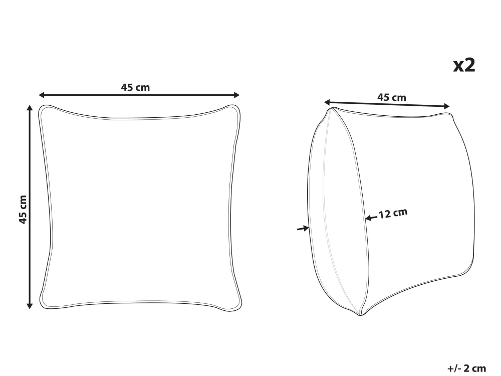 Beliani Cuscini da Esterno in Tessuto Verde Foresta - Set di 2 Pezzi 45x45 cm, Impermeabile e Resistente per Giardino, Terrazzo o Balcone con Imbottitura Comoda e Facile da Pulire
