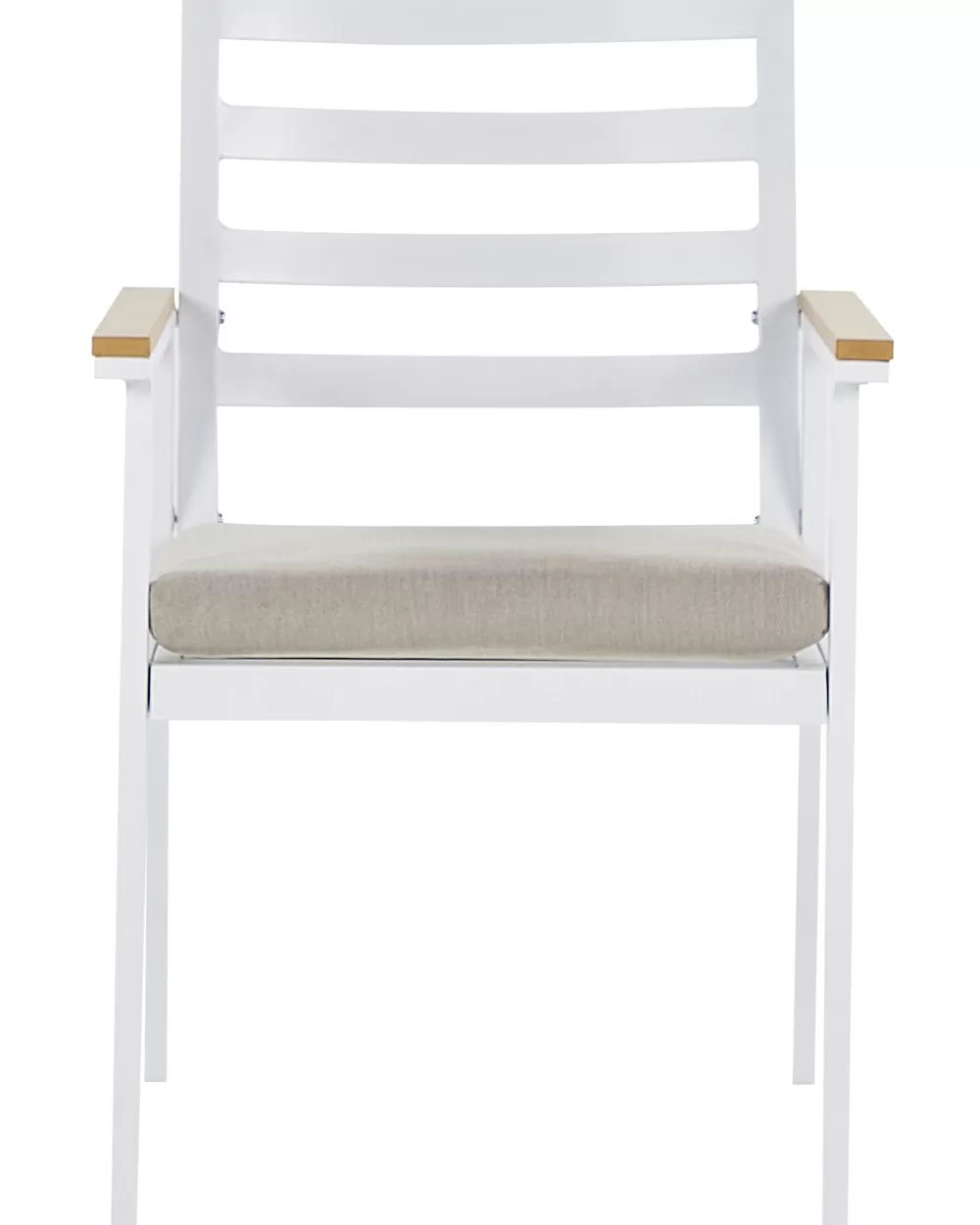 Beliani Set da Giardino Bianco con 4 Sedie - Cuscini Beige Cavoli, Prezzo Conveniente per Esterni