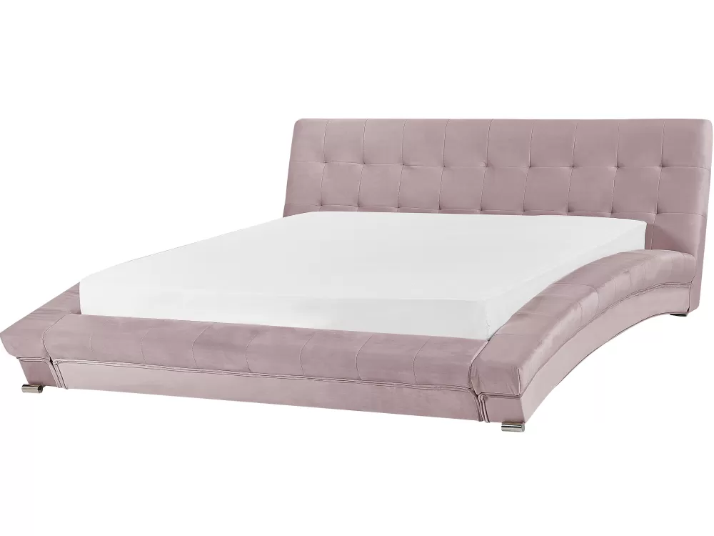 Beliani Letto Matrimoniale in Velluto Rosa Chiaro 160x200 cm - Design Confortevole e Moderno Lille Sametti