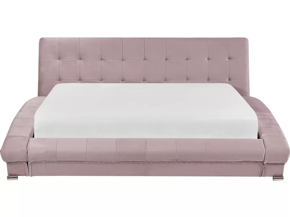 Beliani Letto Matrimoniale in Velluto Rosa Chiaro 160x200 cm - Design Confortevole e Moderno Lille Sametti