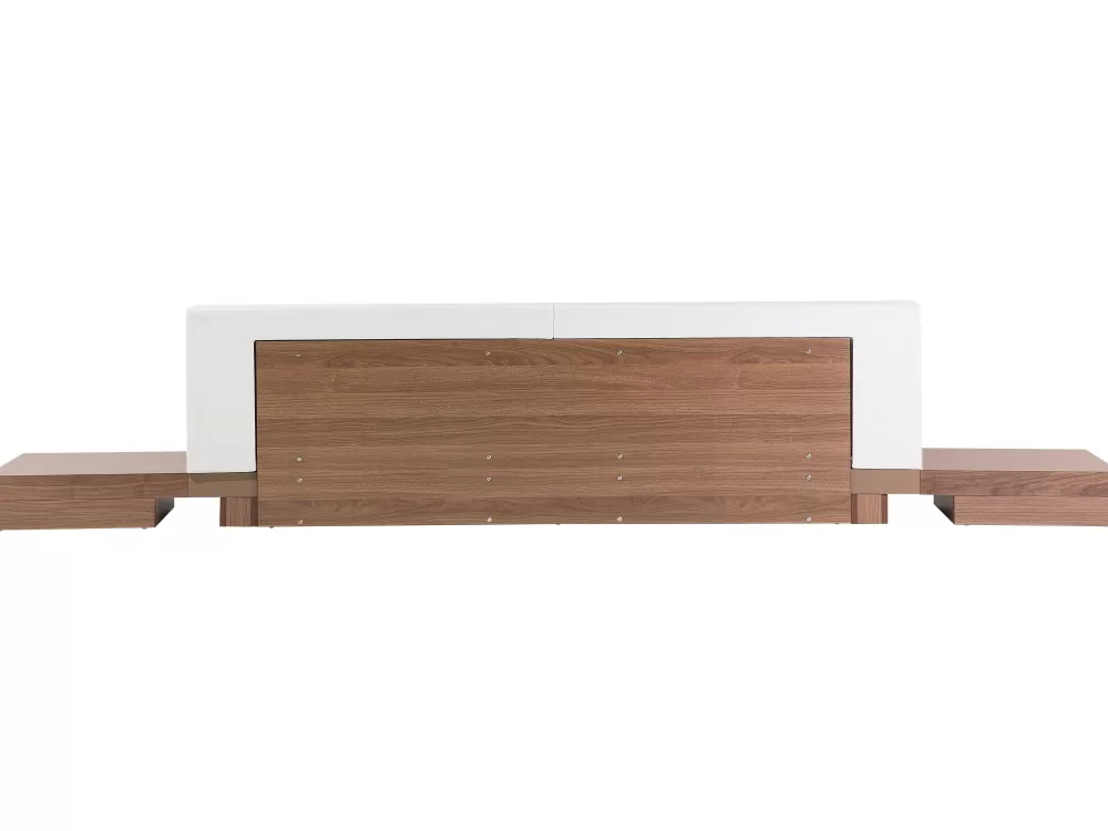 Beliani Letto con Comodini Vesisanky Moderno - Zen Design, 180x200 cm, Marrone Naturale, Materiali Sostenibili