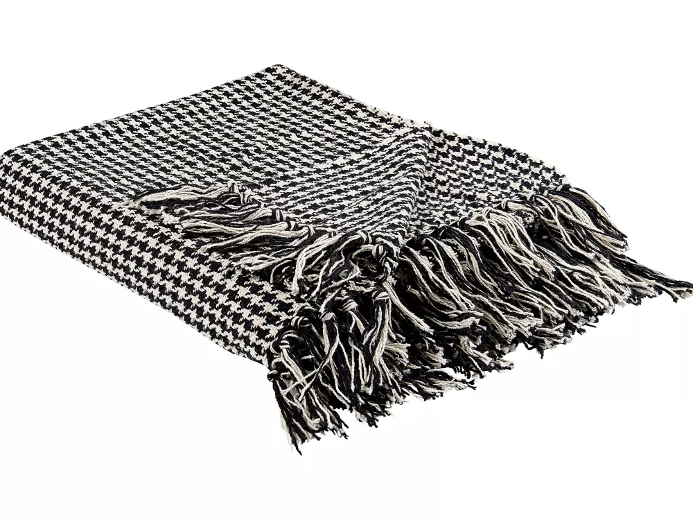 Copriletto Elegante in Puro Cotone 150x125 cm - Bianco e Nero Stile Scandinavo con Design Moderno Beliani 

（、、、，。