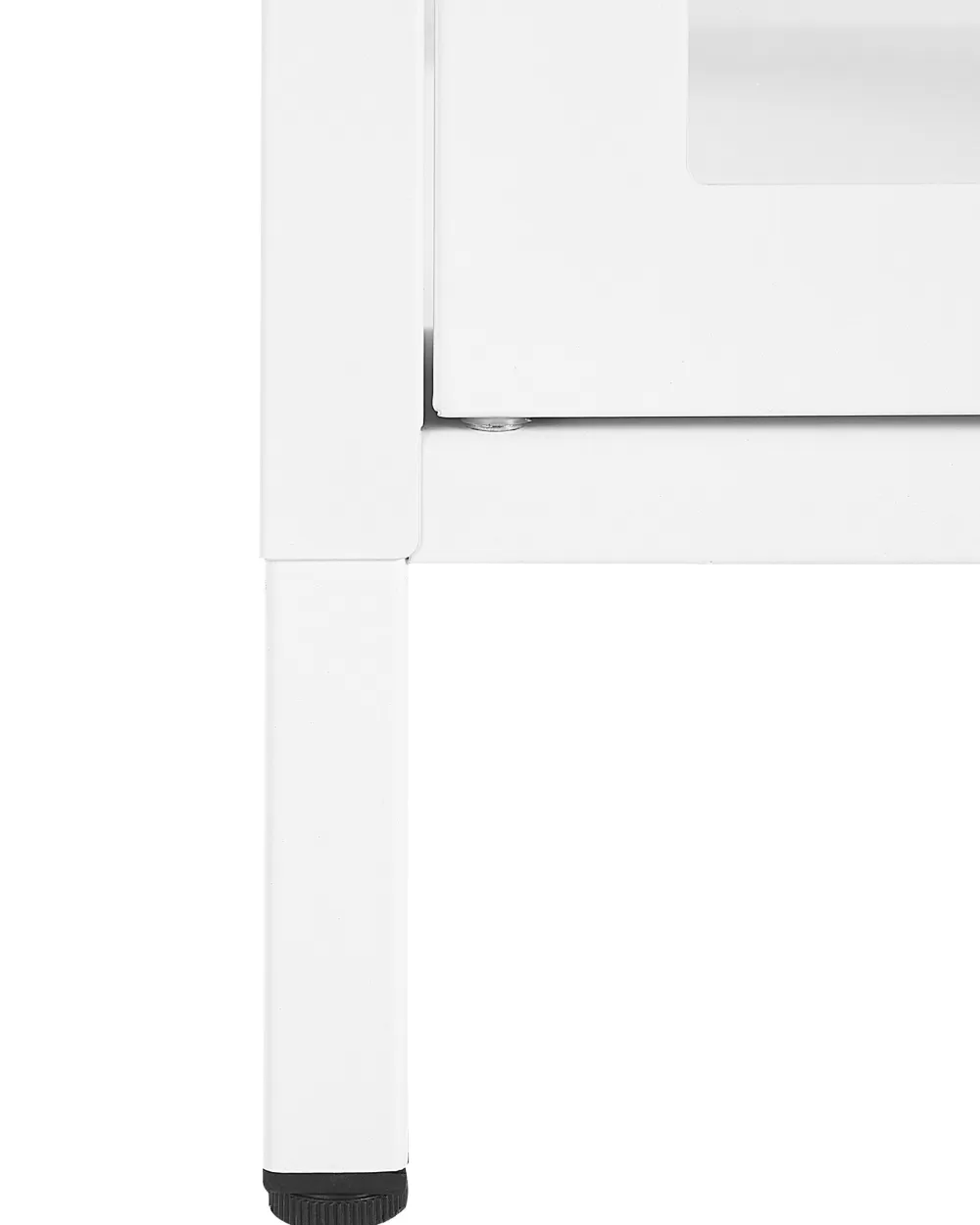 Vetrina Moderna Newport con 3 Ante e 2 Ripiani – Credenza in Acciaio Bianco per Soggiorno o Cucina, Design Elegante Beliani