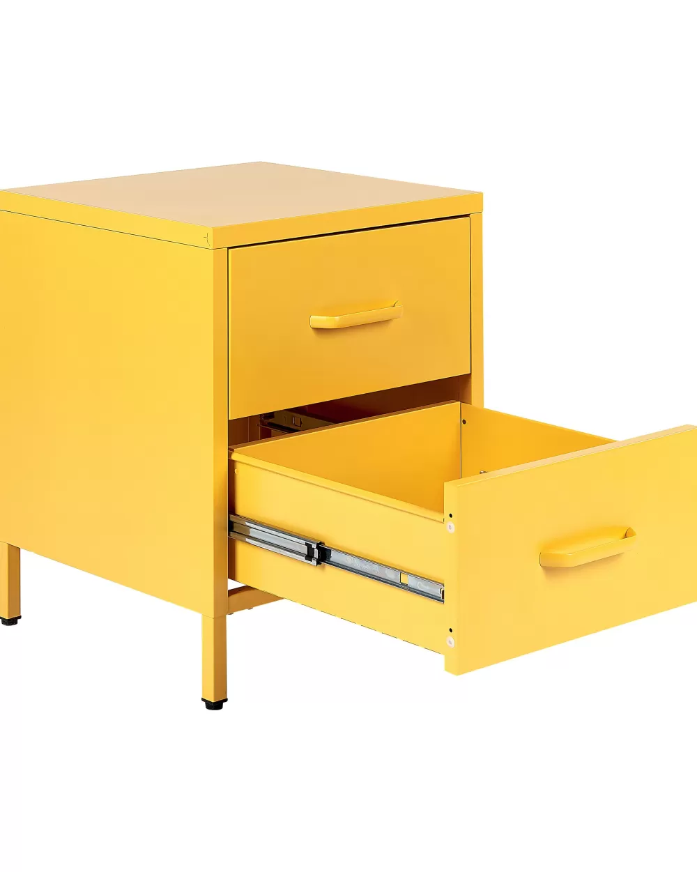 Beliani Tavolo Yopoyta in Acciaio con 2 Contenitori Pratici, Colore Giallo Sole - Set Terrazza Moderna Malavi
