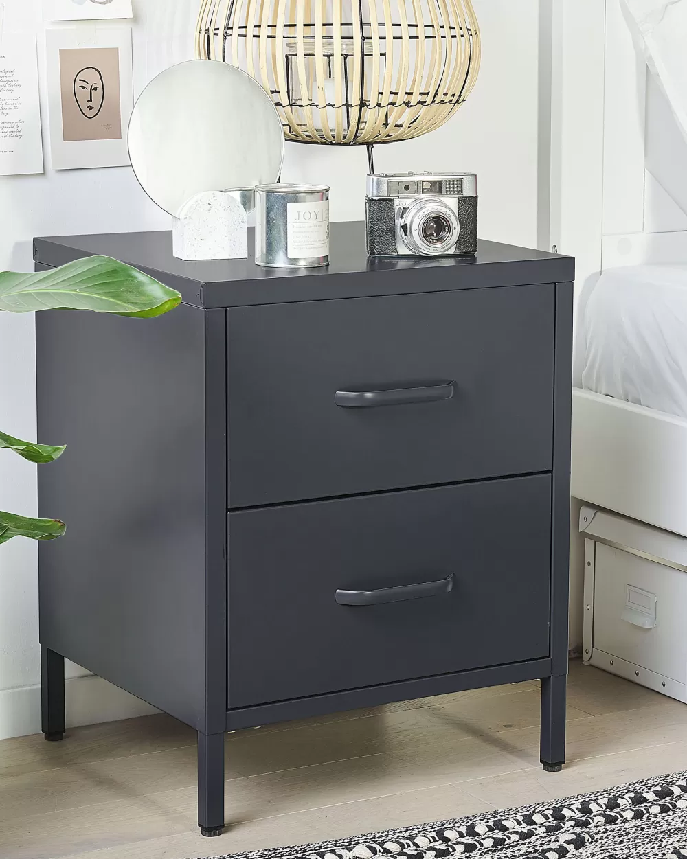 Beliani Tavolo da Esterno Yopoyta in Acciaio - Set di 2 Confezioni Grigio Antracite, Design Moderno e Funzionale